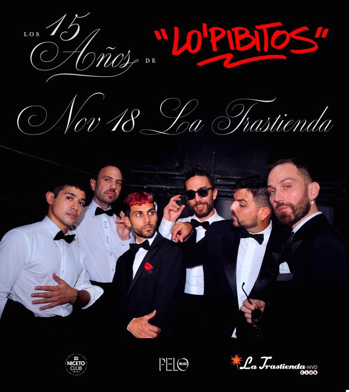 Este jueves no te pierdas el festejo de los 15 años de Lo’ pibitos en La Trastienda! 
<a href="/MMGDIEGOM/">Diego Martínez</a> @LaTrastiendaMVD <a href="/LOPIBITOS/">Lo Pibitos</a>