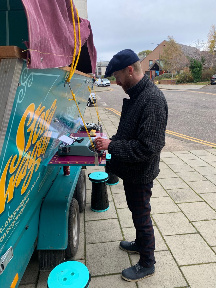 edbookfest's tweet photo. The @story_wagon returns! Today, 10am - 2pm in the garden @northedinarts, join @EleanorJThom and @petitprance as they gather stories from local people passing by... like you! Drop in for free and share your tales ✒️ 🙌 https://t.co/51wVUCpfME