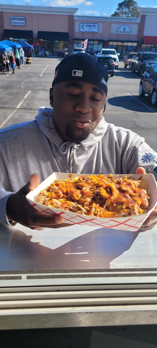 Whoomp There It is! Them loaded Fries. Follow The Smoke Cause It’s All Good At Lou-Cora’s Bar-B-Q!