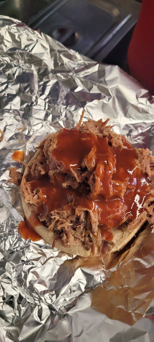 Pulled Pork Sandwich! Oh yeah! For The Smoke Cause It’s All Good At Lou-Cora’s Bar-B-Q!