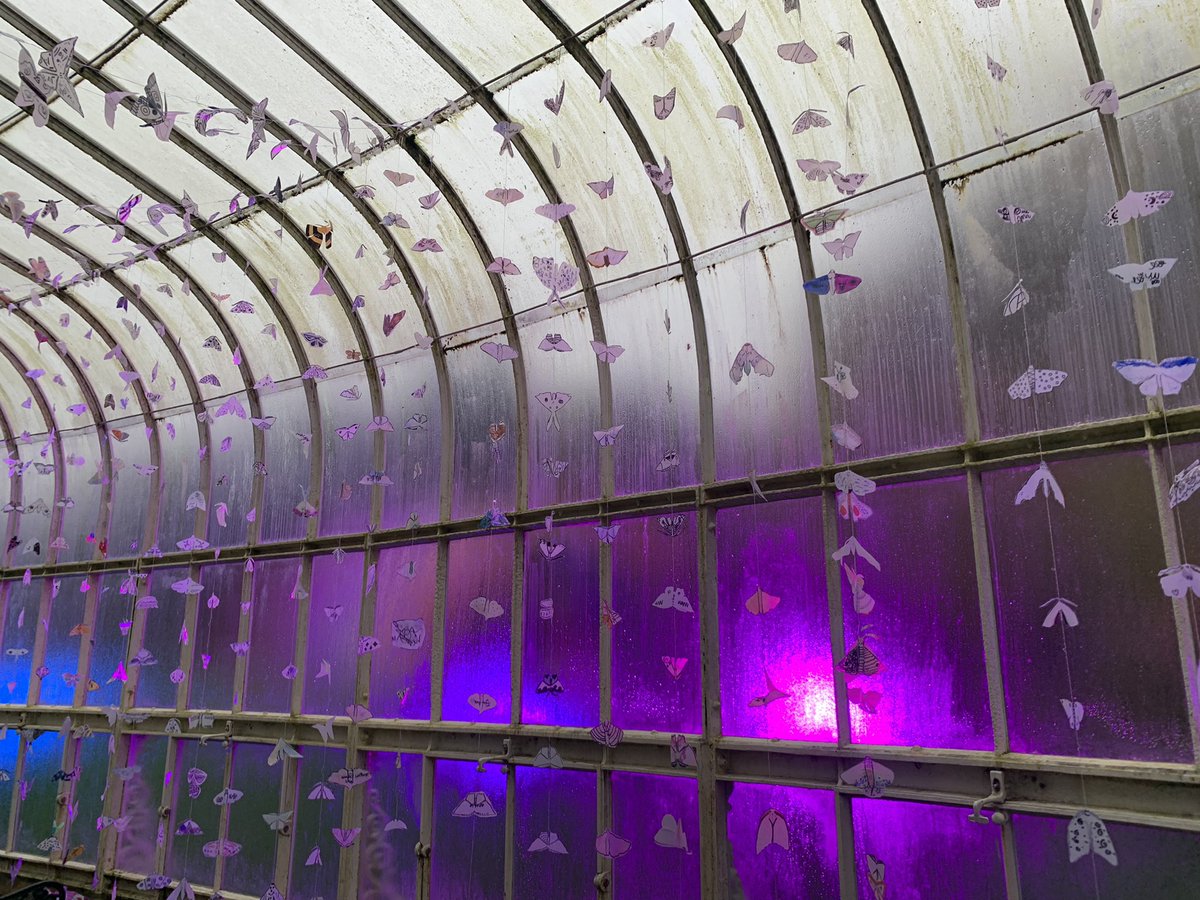 CraftingCOP26's tweet photo. Saw the #mothstoaflame exhibit by @OurArtAndEnergy at Glasgow Botanic Garden. Beautiful recycled art accompanied by heartfelt audio messages about the future of our planet 🪴🦋 https://t.co/WLuQyyvIjd