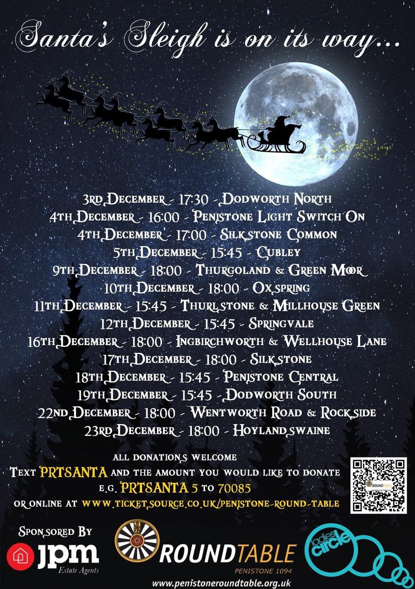 Not long until 🎅 visits #Penistone and surrounding areas! #PRTSanta #RT and spread the word!