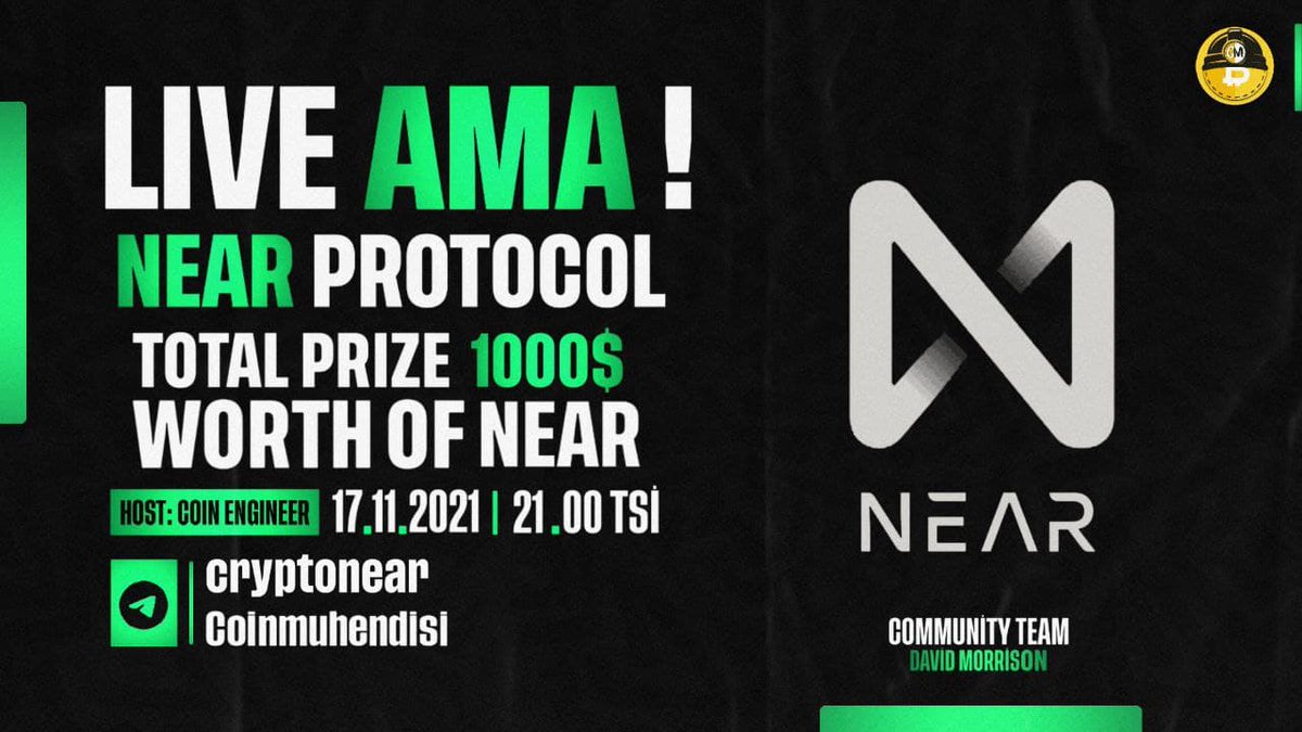coinmuhendisi's tweet photo. $1000 değerinde $NEAR Ödüllü #NearProtocol ile AMA etkinliği düzenliyoruz.
 
AMA Tarihi : 17 Kasım - 21.00

10 adet soru ödüllendirilecek. Twitter (5) - Telegram (5) 

🔽Kurallar:

Takip Et
@coinmuhendisi
+ 
@NEARProtocol

▶️Beğen, Retweet

▶️Sorunu Sor 2 Arkadaşını Etiketle ✅ https://t.co/dRpvblNijk