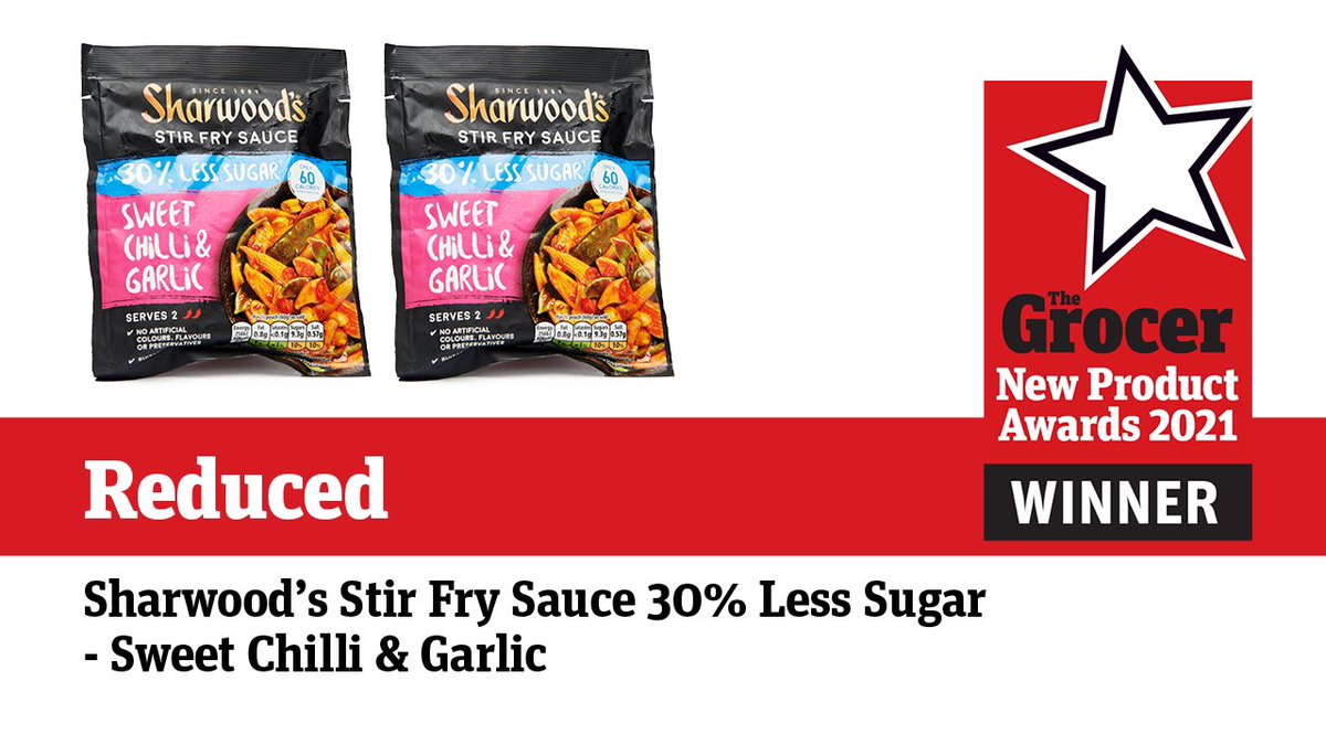 The Grocer (@thegrocer) on Twitter photo The New Product Awards winner in the Reduced category is:
Sharwood’s Stir Fry Sauce 30% Less Sugar - Sweet Chilli & Garlic
Congratulations <a href="/PremierFoodsPLC/">Premier Foods</a>!
#NewProductAwards The New Product Awards winner in the Reduced category is:
Sharwood’s Stir Fry Sauce 30% Less Sugar - Sweet Chilli & Garlic
Congratulations <a href="/PremierFoodsPLC/">Premier Foods</a>!
#NewProductAwards