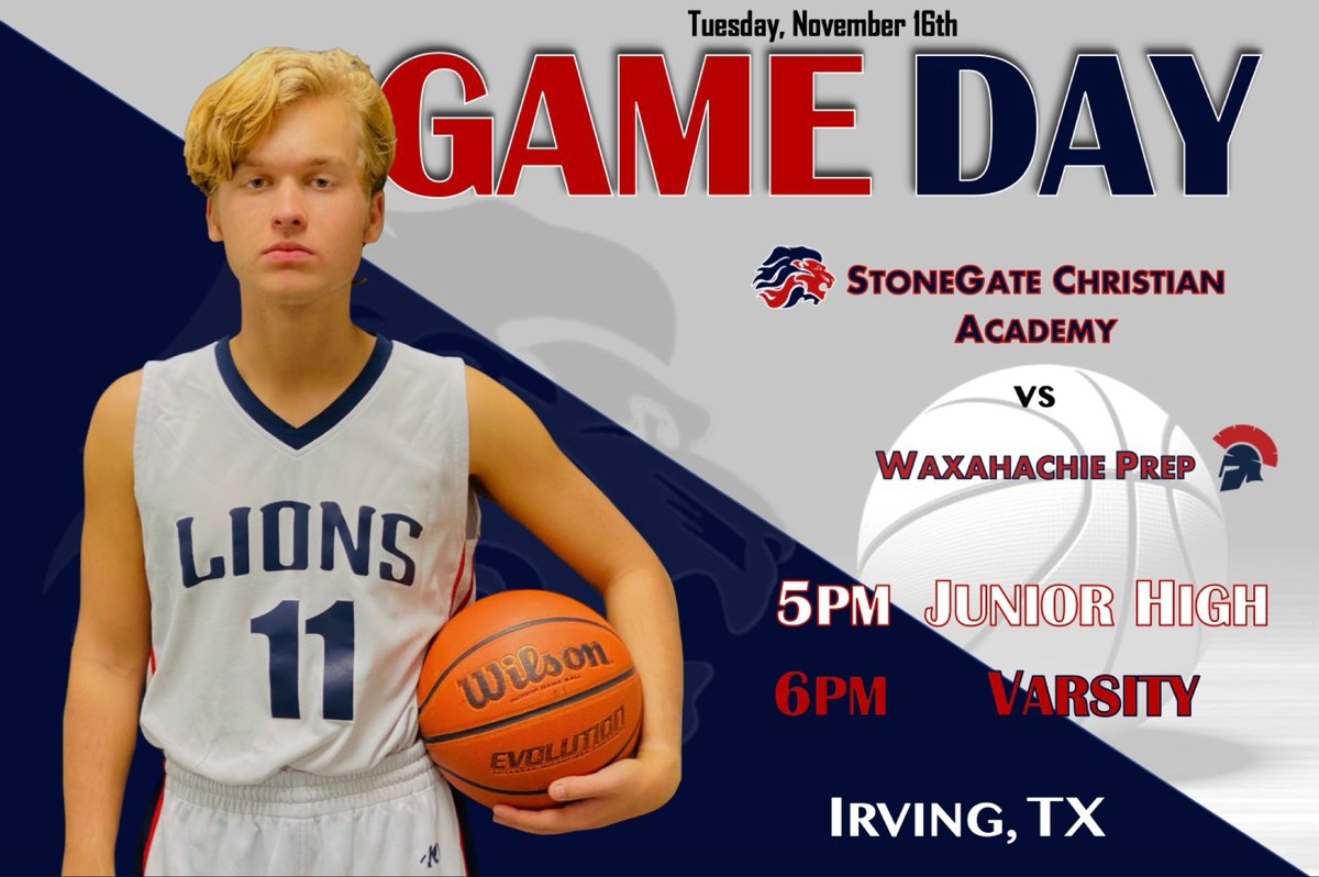 sgcalions's tweet photo. 🏀 𝔾 𝔸 𝕄 𝔼  𝔻 𝔸 𝕐  🏀 

Game days are 𝘽𝘼𝘾𝙆!!!! 🙌🏼 Our boys basketball teams kick off the season this evening with a home opener vs Waxahachie Prep | Junior High 5pm | Varsity 6pm | SGCA Gym

LET’S DO THIS 🏀💪🏼 https://t.co/0Wbe328JZ7