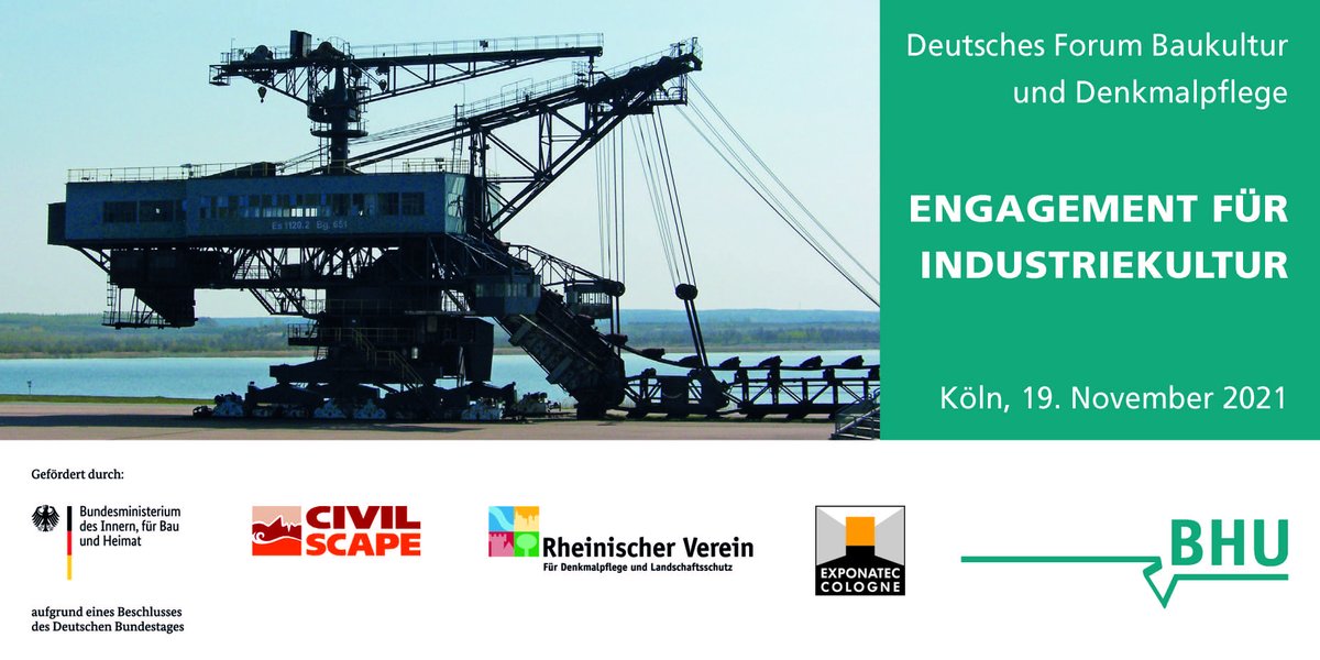 BundHeimatund's tweet image. Am Freitag, 19. November 2021, findet unser Deutsches Forum Baukultur und Denkmalpflege im Rahmen der #exponatec in Köln statt. Thema: Engagement für Industriekultur. Kooperationspartner: @RheinischerV, @civilscape und EXPONATEC. Alle Interessierten sind herzlich willkommen!