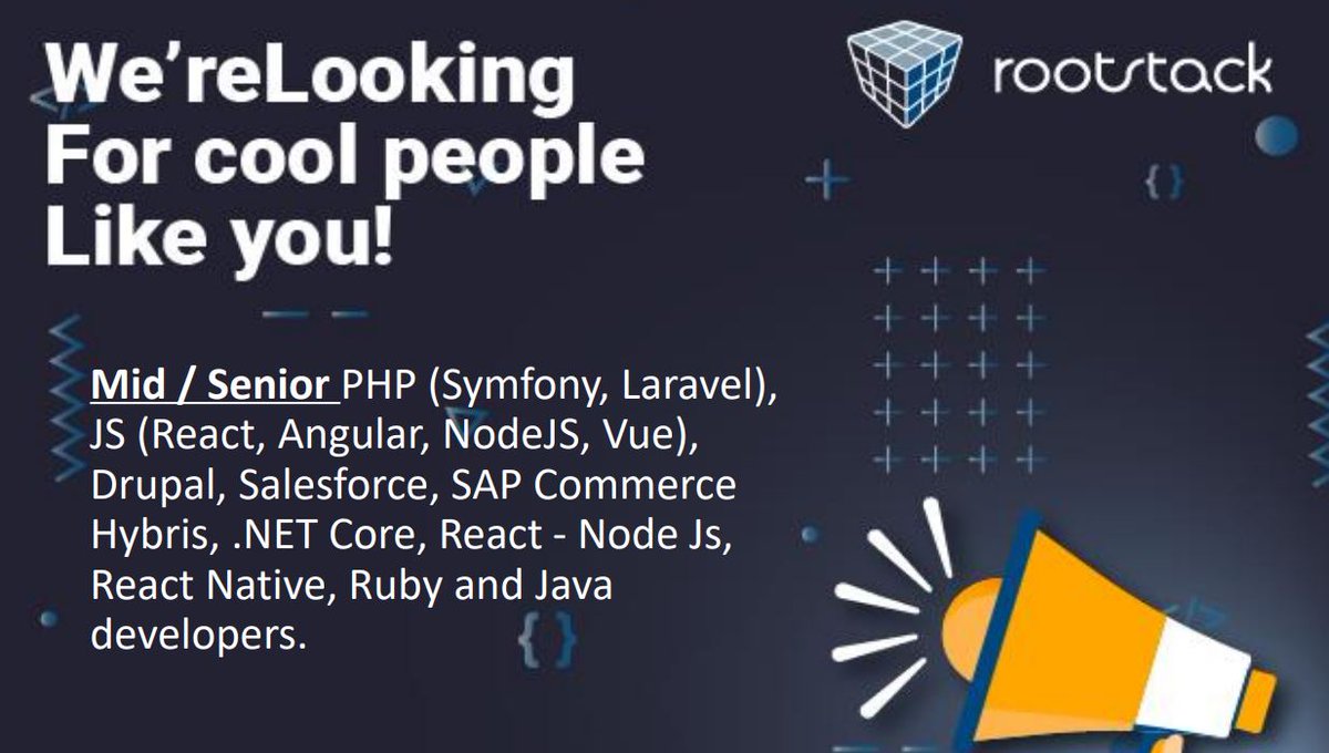 RootstackHR's tweet image. Estamos buscando developers con un talento único para unirse a nuestro equipo de expertos y puedan ser parte de proyectos internacionales!
¿Te interesa? Lléganos al DM para darte más información.