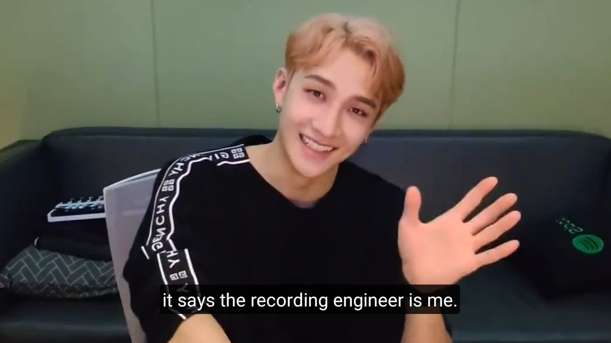 10.3 강박 (RED LIGHTS)↬ Chan as recording engineer└ they recorded demo vocals in Channie’s Room studio, but because quality of vocals was so good, they decided to leave it in final version of song.└ 3RACHA has their tendency to make high quality vocals in guides.