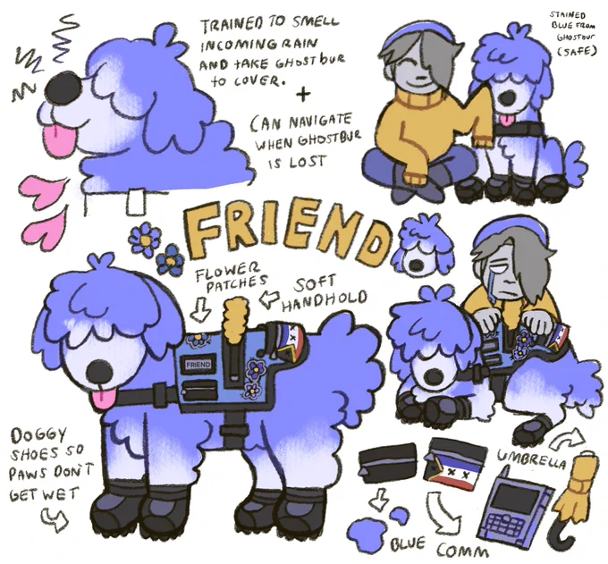 happy 16th i am forcing yall to look at my extremely self indulgent hc that phil got ghostbur a se rvice dog to help him U_U Everything else is the same. Just.. puppy friend #ghostburfanart 