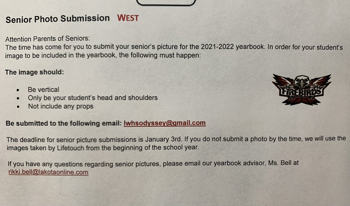 LakotaAcademy's tweet photo. Seniors—remember senior picture due dates are approaching! https://t.co/PjrAbK07mF