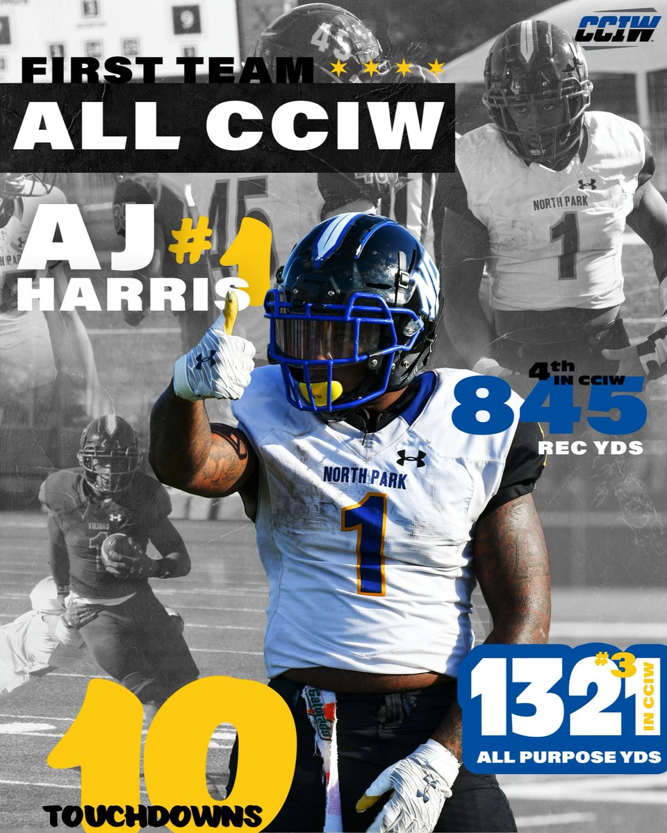 NPUFootball's tweet photo. 3 Vikings were named to the CCIW All-Conference Teams today! AJ Harris was added to the First Team, Jason Adkinson and Juan Nieves were each named to the Second Team!
#TheRightWay https://t.co/pyCT9lfxJx