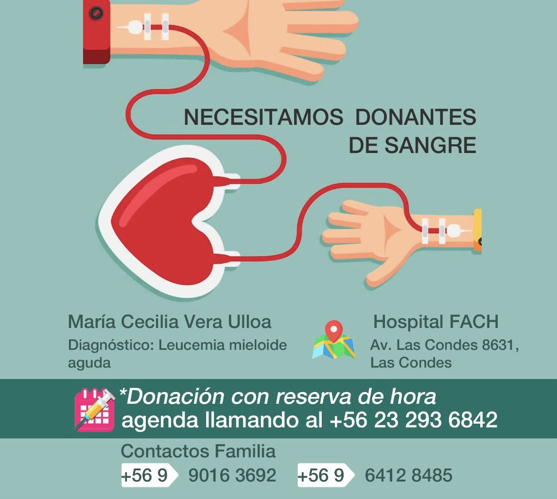 Plis si me ayudan a compartir. Necesito dadores de sangre para mi mamá. En Santiago en el Hospital FACH cc <a href="/CarolAlvo/">CarolAlice</a> <a href="/valdunga/">v4ldung4</a> <a href="/arieIIopez/">Ariel López</a>