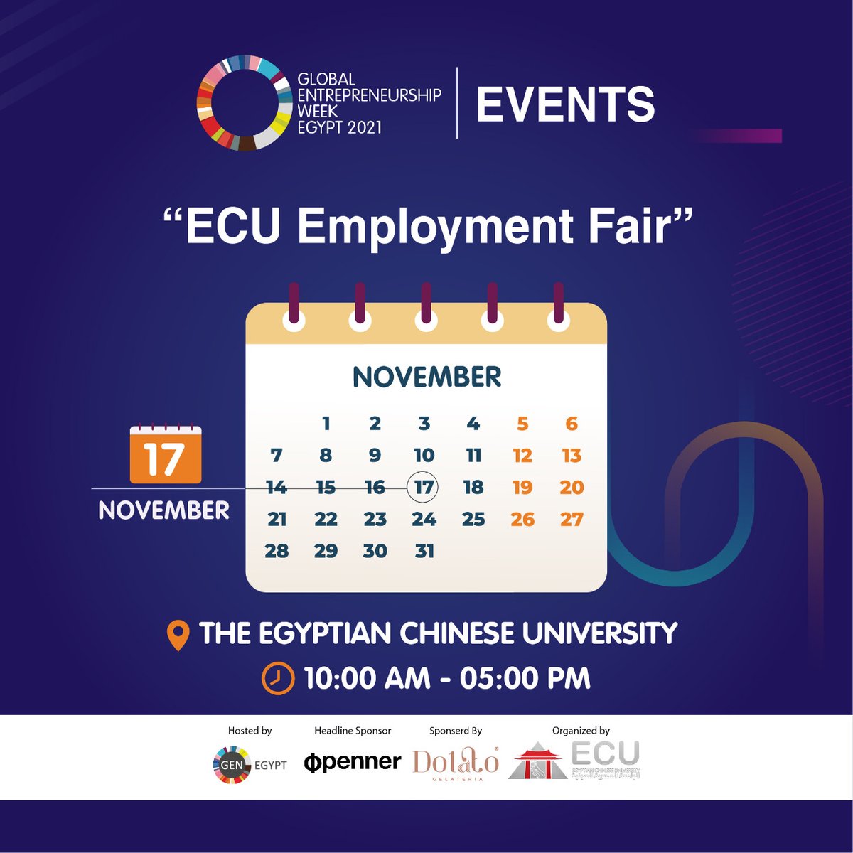 For all students who're interested in job or training opportunities, check ECU Employment Fair 2021 organized by The Egyptian Chinese University, tomorrow at the campus from 10 am to 5 pm.
Know more about the event, here: bit.ly/3qNj0FY
#GEW2021 #GEWEgypt
