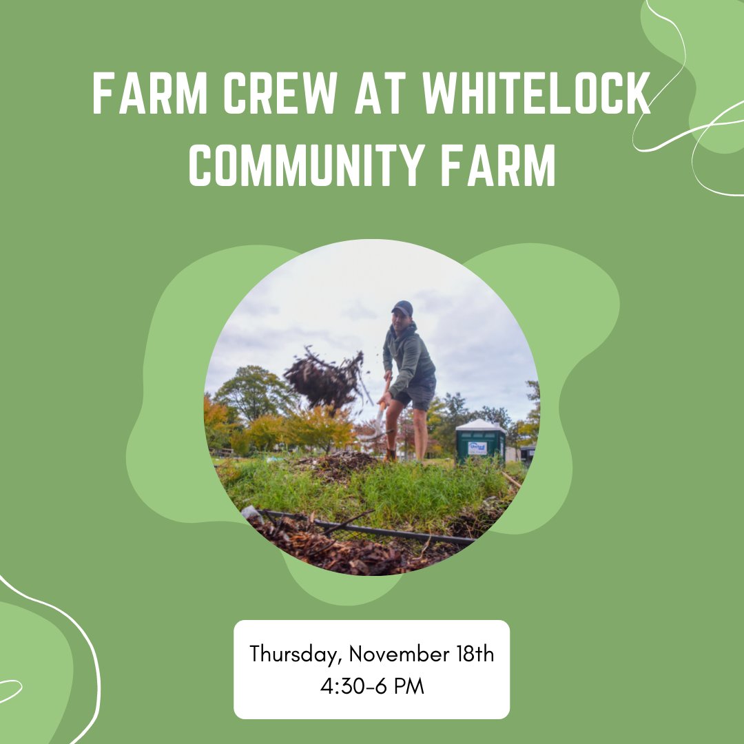 This Thursday come out and join us at Whitelock Community Farm from 4:30-6pm! 🥕🥦🌽 Sign up here ➡️ ow.ly/KHyl50GOOyO