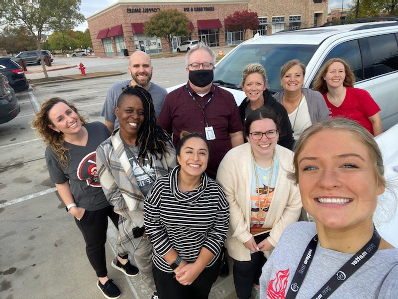 “Together Tuesday” <a href="/CMSNorth/">Coppell MS North 🐾</a> Science Team ♥️ Starbucks/Market Street Outing in our two matching giant white SUV’s! Feeling Refreshed!
