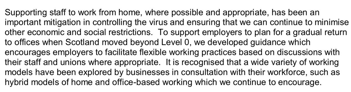 martingfindlay's tweet image. #StrategicFramework on #Scotland #Covid19 states need for nuanced approach to #homeworking &amp;amp; #returntooffice

•#hybridworking here to stay

•staff to work more at home (if they can) relative to pre Mar20

•employers best placed to say what works best (with consultation)

Clear