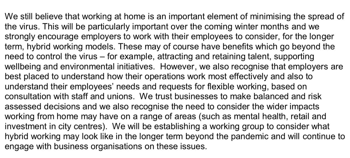 martingfindlay's tweet image. #StrategicFramework on #Scotland #Covid19 states need for nuanced approach to #homeworking &amp;amp; #returntooffice

•#hybridworking here to stay

•staff to work more at home (if they can) relative to pre Mar20

•employers best placed to say what works best (with consultation)

Clear