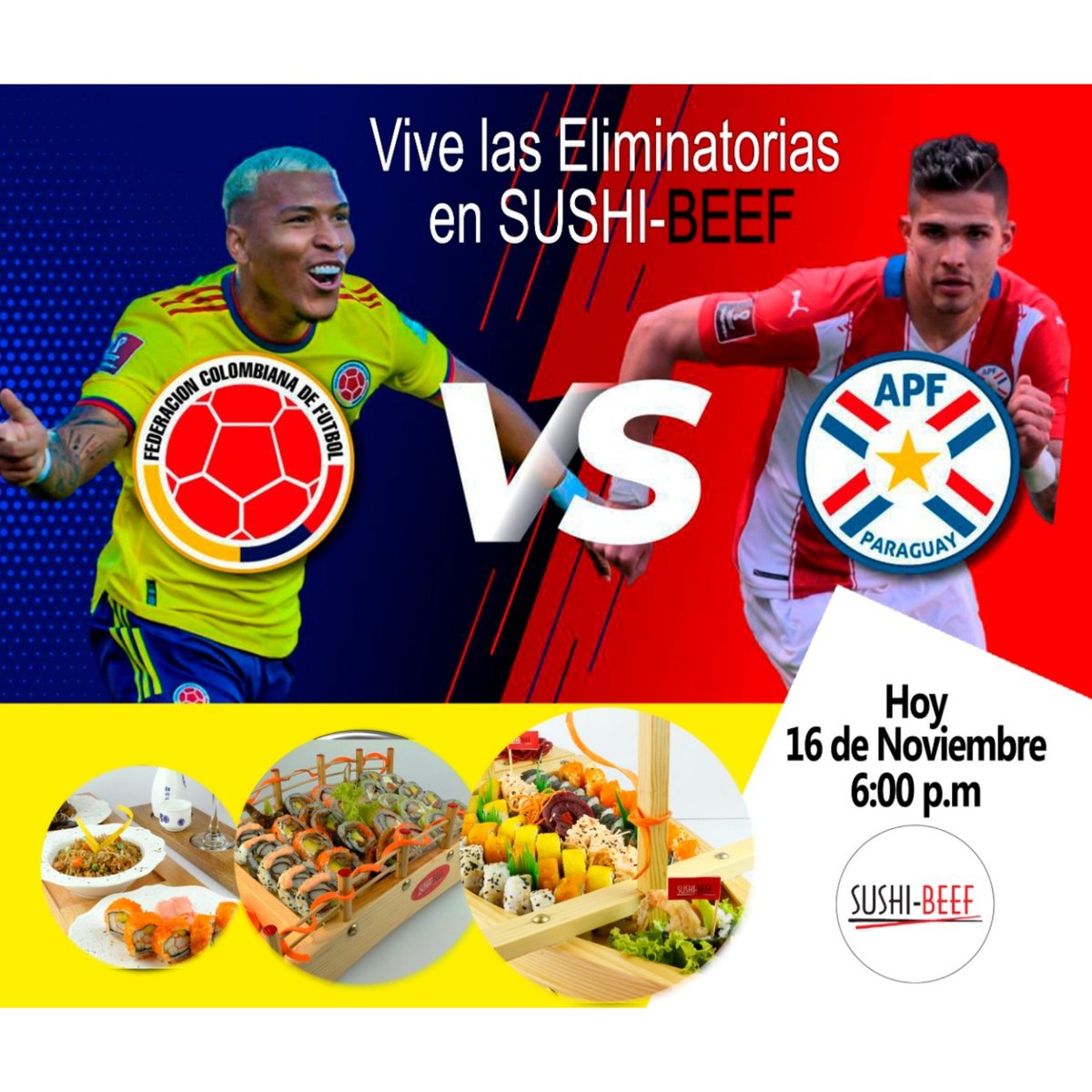 sushi_beef's tweet photo. Apoyemos a nuestra #selección #Colombia con  #sushibeef #Pereira. Ordena Ya......!!!
Domicilios: 3444669
Whatsapp: 310-2541848
Cra 15 # 6-48 Circunvalar Pereira
https://t.co/YUMNVwJfc0 https://t.co/vqq1xclLZm