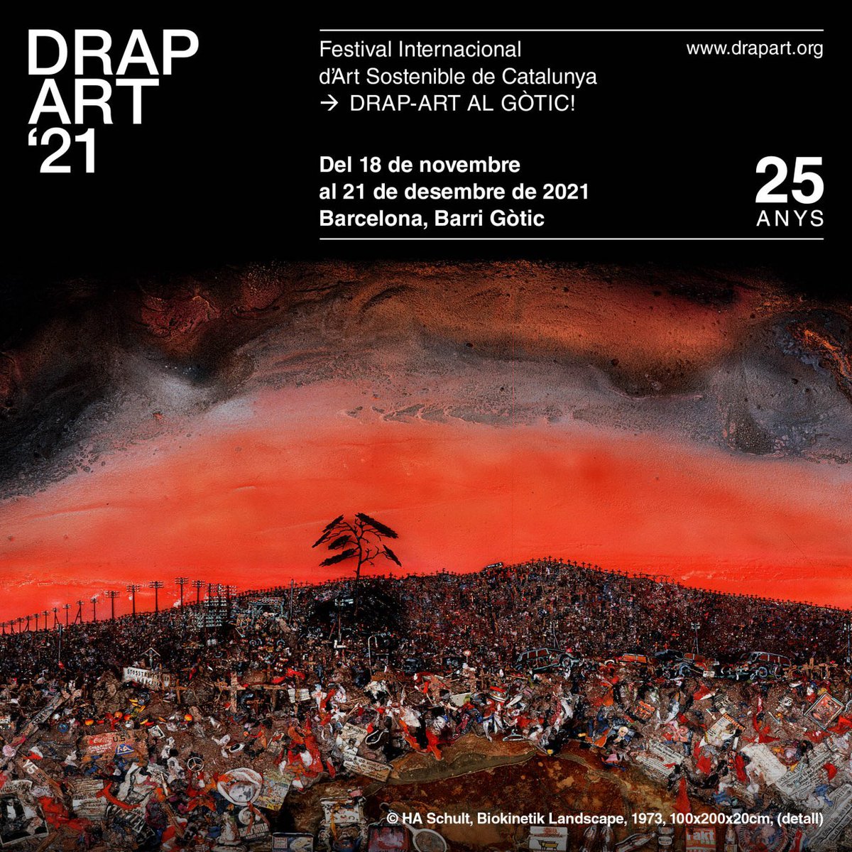 DrapArt's tweet photo. Aquest dijous 18 de novembre s'inaugura el Drap-Art’21.

El Festival d'Art Sostenible de Catalunya celebra el seu 25è aniversari amb un programa molt especial, on l'art responsable i la creació sostenibles son els protagonistes. No t'ho perdis! https://t.co/IEeZ4bBcT9