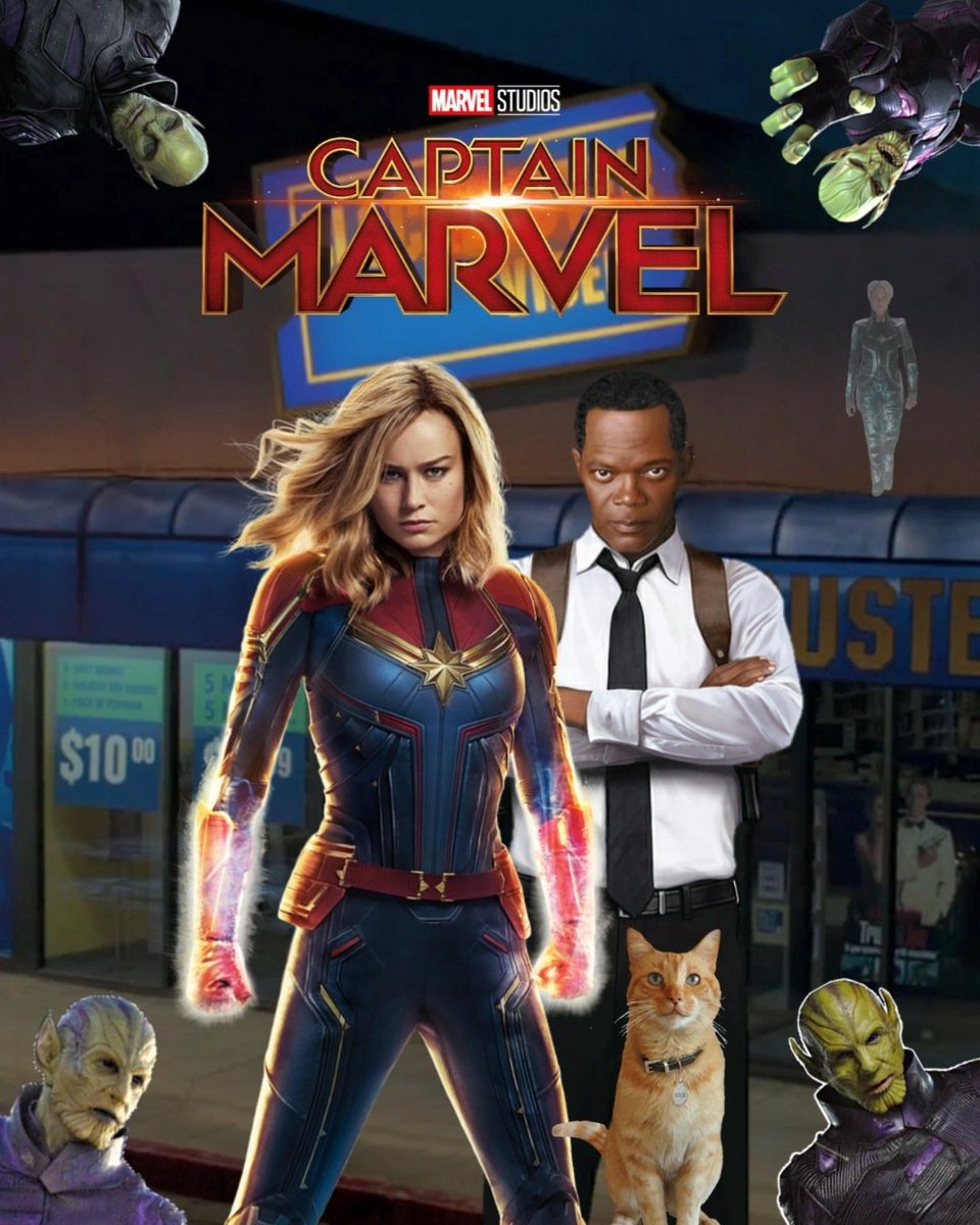 BrieLarsonLAT's tweet photo. What if...el póster de Capitana Marvel fuera diseñado por Sony? https://t.co/PXUWX6d2Je