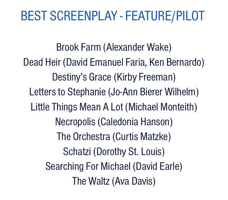 CaledoniaHanson's tweet photo. Thank you for the Best TV Pilot Script nomination, @MEFilmFest !! break a leg to all the films and my fellow writers this weekend!!
#mefilmfestival #nominee #bestpilotscript #pilot #script #screenwriter #indigenouswriter #screenplay #caledoniahanson #writer #necropolis https://t.co/qxKyhDhXUO