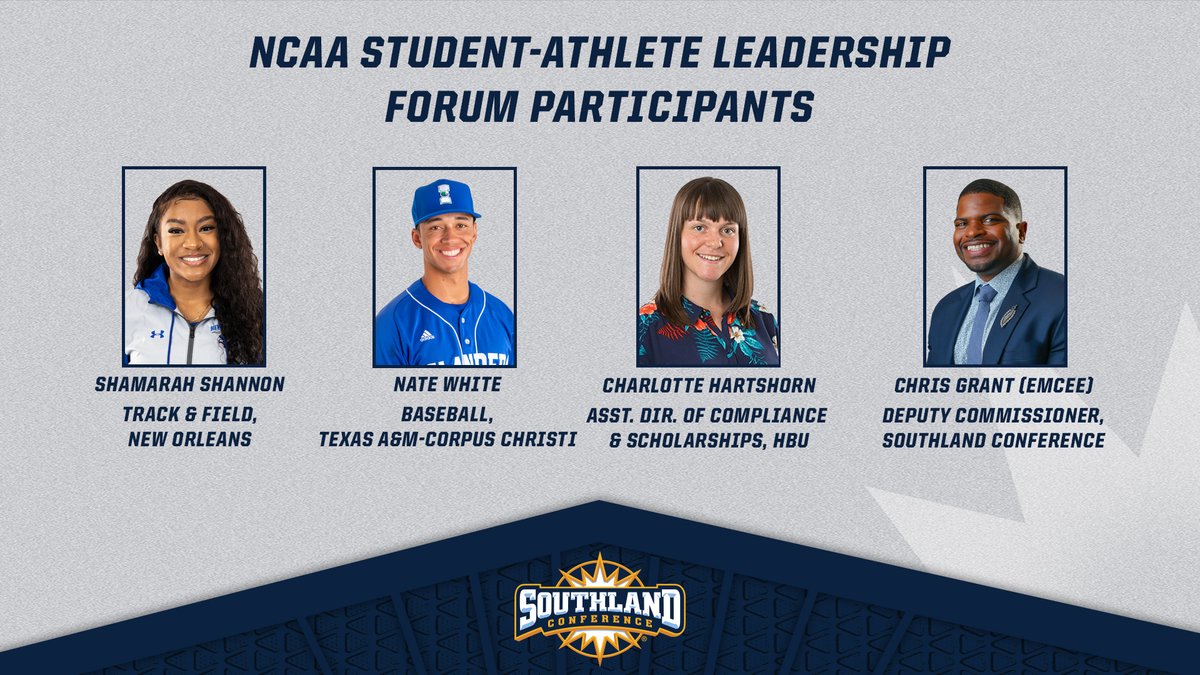 Trio of #SouthlandStrong representatives are set to attend this week's NCAA Student-Athlete Leadership Forum, where deputy commissioner Chris Grant will serve as emcee❗️ #NOLAsTeam #ShakasUp #DawgsUp 

📰- sland.social/NCAA-Forum