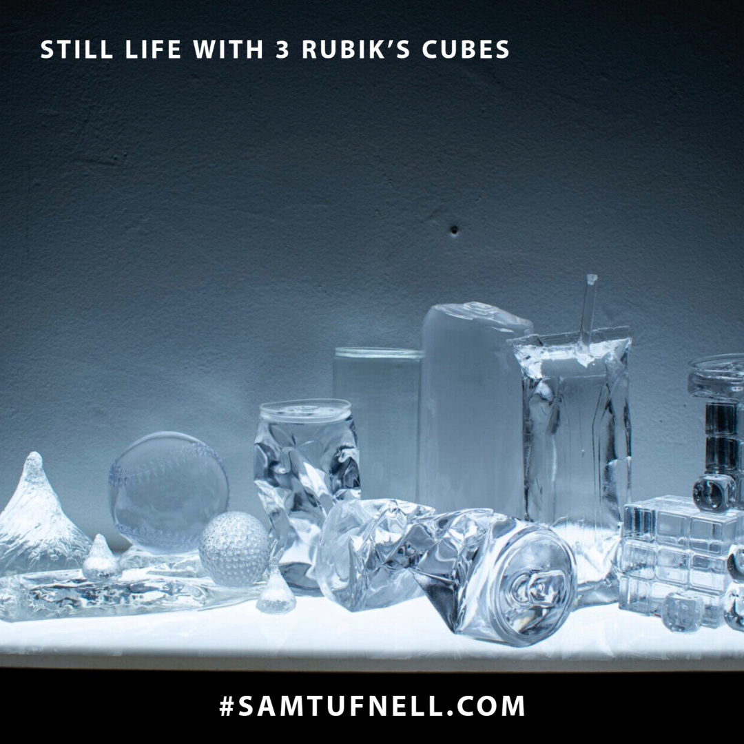 Still Life with 3 Rubik's Cubes (2019)
Resin, 12" x 24" x 9"

#SAMTUFNELL #Artist #Sculpture #ArtInstallation #RubiksCubes #NewYork #NYC #Resin #ResinSculpture #Mathematics #Puzzles