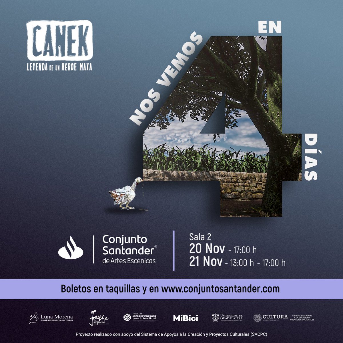 ¡Cada vez estamos más cerca! Compra tus boletos para el reestreno de Canek, leyenda de un héroe maya, una obra para toda la familia. 
 
Consigue tus entradas: bit.ly/CanekCS