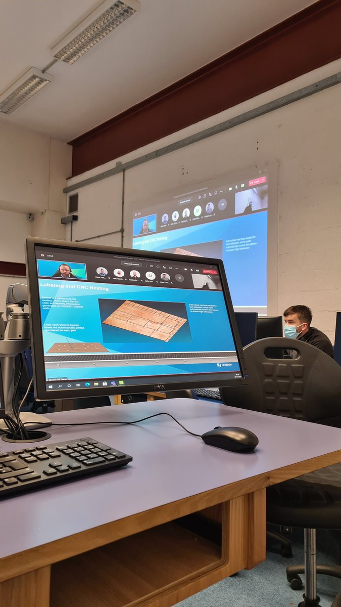 JeremyMaddenJM's tweet photo. Thank you very much for today a valuable and valued insight into the furniture industry from our friends in @HexagonAB. We really appreciate the continued support from @alphacameire @SeanfaceM001 and @CassidyMarieCV for their face to face and online class in @gmitletterfrack https://t.co/xa7UYMPlQR