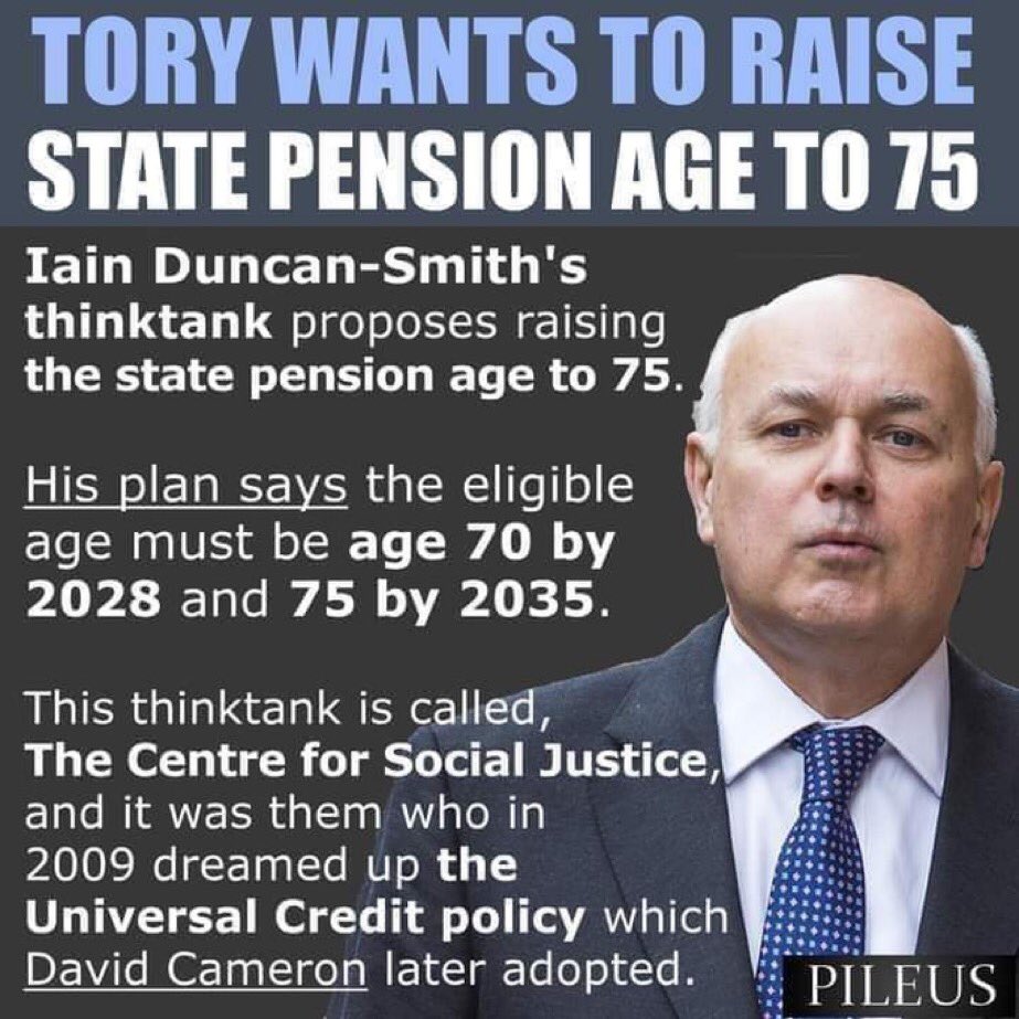 JusticeRules4's tweet photo. Iain Duncan Smith ( known as IDS) one of the naztiest Brexiters, wants you to work to 75, made DWP into a cruel & humiliating experience for sick & disabled, lowered benefits, put sewage in your water too. Letβs get rid of this monster please. #SackIDS #IainDuncanSmithOUT https://t.co/SVNUPY8eyU