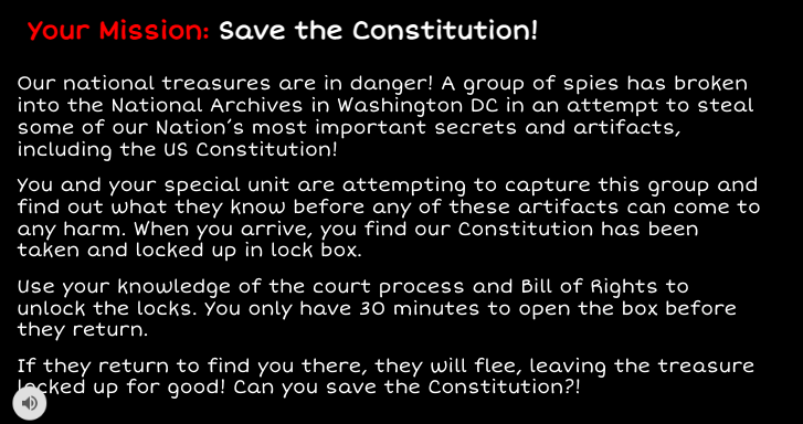cbridge384's tweet photo. @HawkWolf39 8th grade SS are building their Six Cs skills while brushing up on their knowledge of the court process and Bill of Rights to save the US Constitution from a group of spies stealing our National Treasures!  @breakoutEDU #the6Cs @Wilmette39 https://t.co/0udBX0gGCD