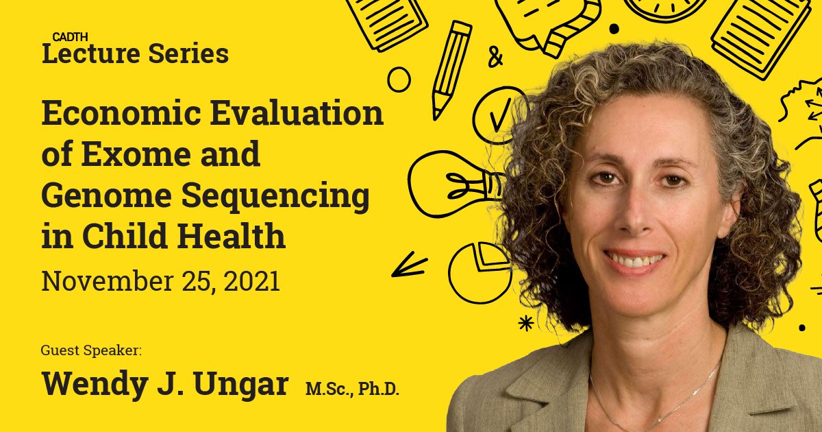 CDA_AMC's tweet photo. 💡 NEW💡Join Dr. Wendy Ungar @sickkids on Nov 25 for her lecture on "Economic Evaluation of Exome &amp; #GenomeSequencing in #ChildHealth".

What are the true costs of these technologies compared w/ standard diagnostic approaches?

Register➡️ https://t.co/iLxt0l2SKO
#HTA #CADTHTalks https://t.co/6owlctoMQU