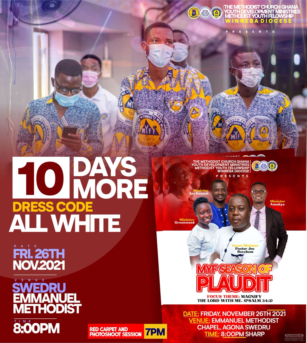 WinnebaM's tweet photo. We shall PRAISE our Maker. 
We shall WORSHIP Him. 
We shall DANCE. 

its the "MYF SEASON OF PLAUDIT"

10 DAYS MORE.... YOU CAN'T AFFORD TO MISS THIS!!!!* 🔥🔥🔥🔥

DRESS CODE: ALL WHITE

 You're invited...
#ProudMethodist 
#ProudMYF 
#WinnebaDioceseMYF https://t.co/7pHoJPsA9v