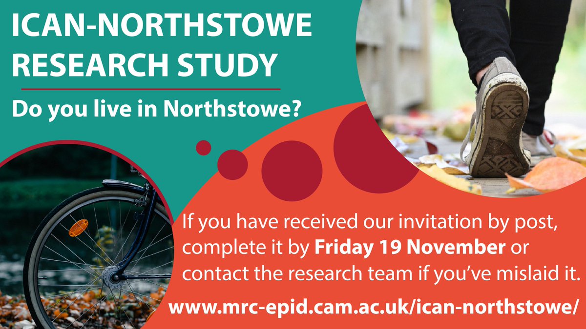 🏡Do you live in Northstowe? 

🗨️Did you speak to our researchers last week about the ICAN-Northstowe study? 

⏱️This is your last chance to take part. Return your surveys by Fri 19 November for chance to get extra travel benefits.

More👉 mrc-epid.cam.ac.uk/ican-northstowe

<a href="/NorthstoweNews/">Northstowe</a>