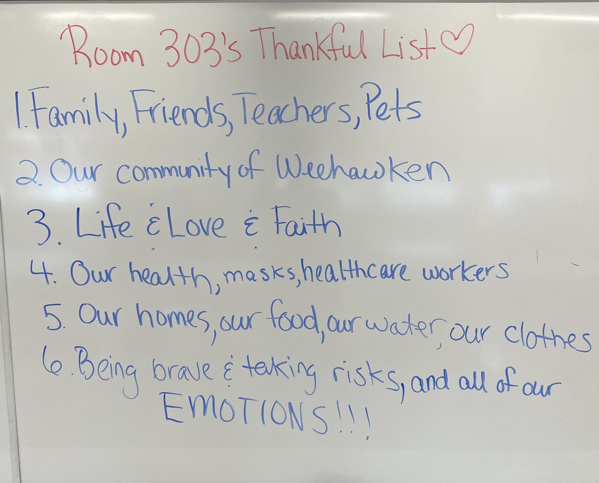 NinaPetruzzella's tweet photo. Today we read โA Thankful Little Dotโ by @imnotascribble and made a list of all the things we are grateful for! #WeeAreThankful #gratitude @MsMongelli @WeehawkenTSD @McginleyIsabel https://t.co/XMbYIGwMkN