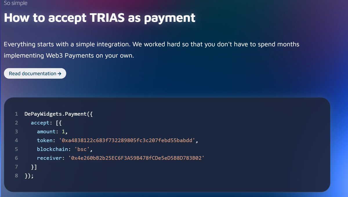 ccisneros1984's tweet photo. $Trias can now be used as #web30 payments!  https://t.co/341I29PJWM 

@Trias_One @triaslab https://t.co/x6g7ArK3vy