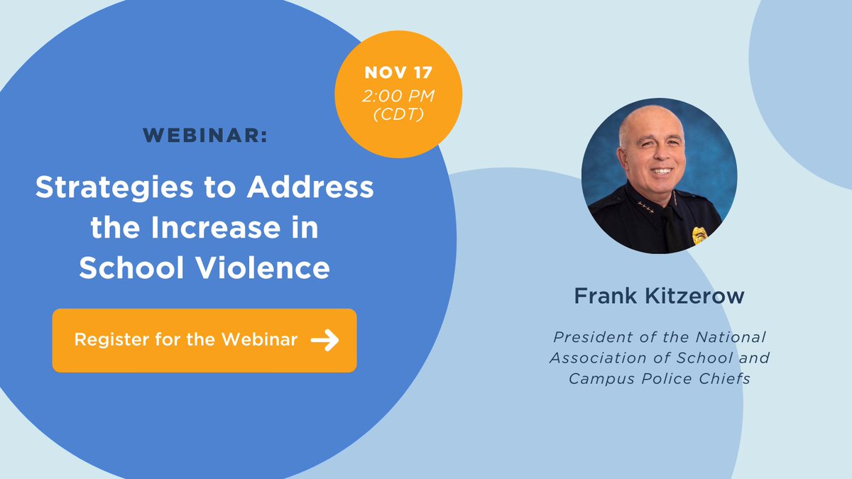 RaptorK12's tweet photo. Join our Webinar tomorrow at 2:00 PM CST with Frank Kitzerow, President of the National Association of School and Campus Police Chiefs, to learn how to address increased violence in schools and ensure students' safety.

Register at: https://t.co/Cj0fmSdA0B https://t.co/0SioUsyw6Z