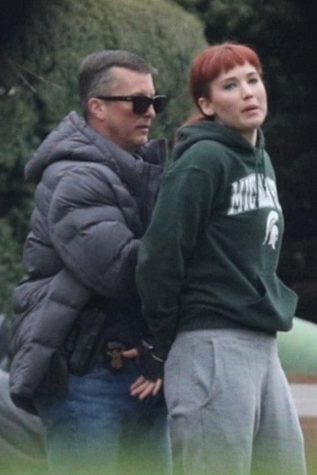katejacobson's tweet photo. Jennifer Lawrence and I finally have something in common: I have also been arrested wearing an MSU sweatshirt. https://t.co/4Ovs2GcUi2