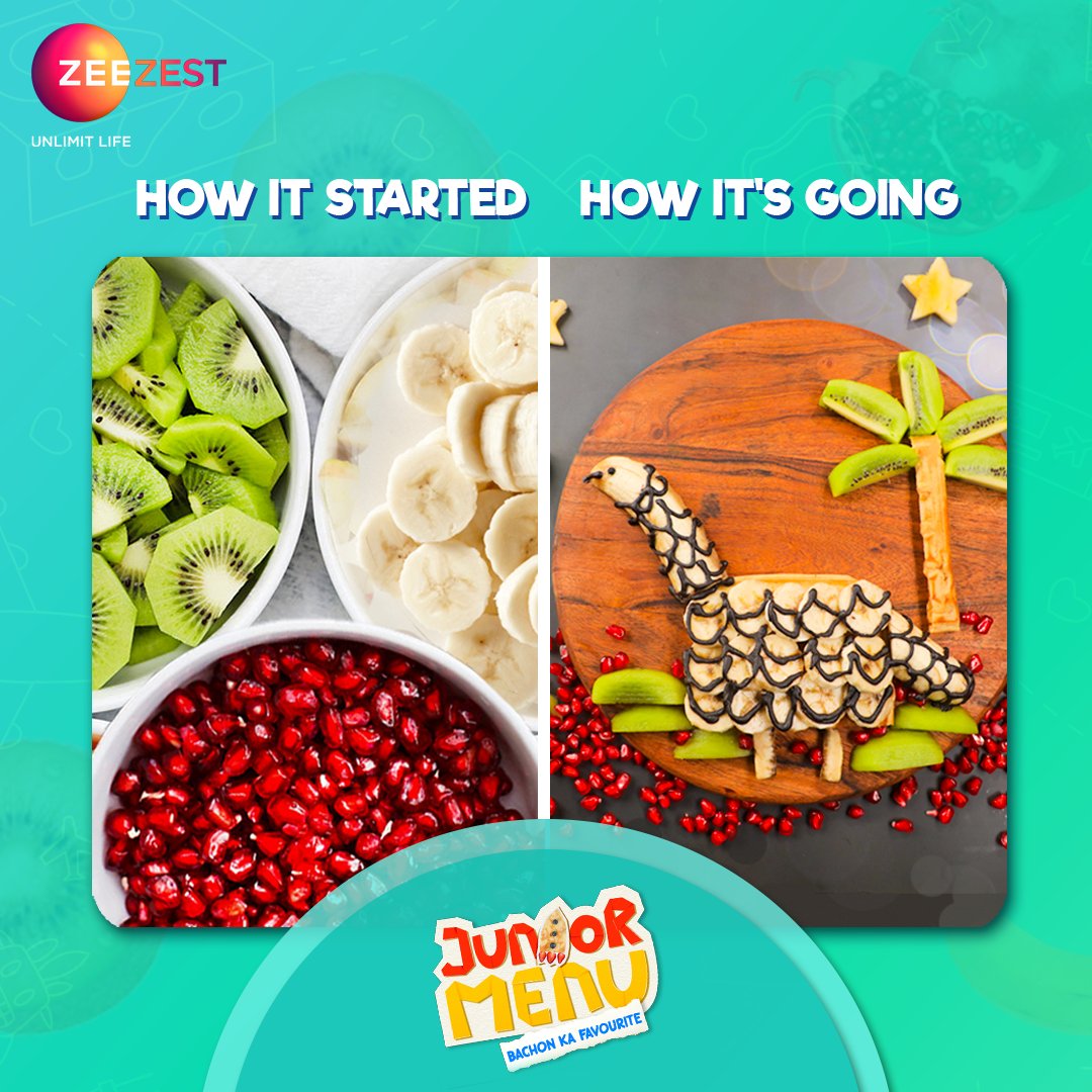 ZeeZest_'s tweet photo. F for fruits aur F for Fun! Junior Menu mein hai dono ka combination.
Tune in every Thursday and Friday at 1:30 pm only on Zee Zest.
#JuniorMenu #BachonKaFavouite #ChefPankaj #ZeeZest #UnlimitLife #HealthyFoodForKids https://t.co/uTYwZK5H9g