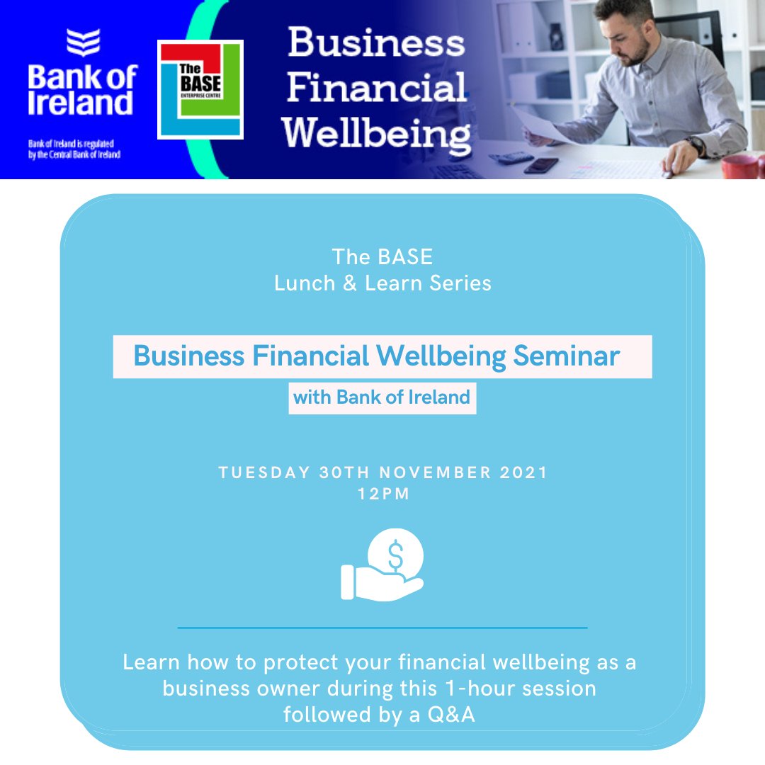 Not sure if your Financial Wellbeing is in check? Register for our Lunch &amp; Learn with <a href="/bankofireland/">Bank of Ireland</a> on the 30th of November to find out! It's free, taking place on Zoom and open to all business owners. We'll see you there, register via link below: 

bit.ly/3Fnhxug