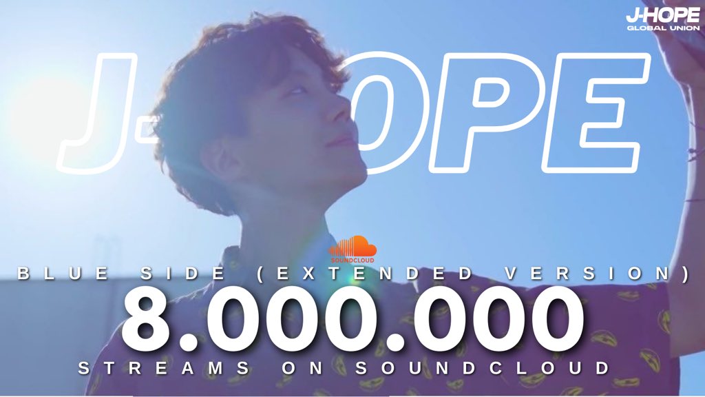 jhopeGlobaI's tweet photo. “Blue Side (Extended version)” by j-hope has surpassed 8M streams on SoundCloud💙🌊

(https://t.co/tWzyKFWUo7)

#jhope #제이홉 #방탄소년단제이홉 #ホソク #ジェイホープ https://t.co/d9zDzBDoaA