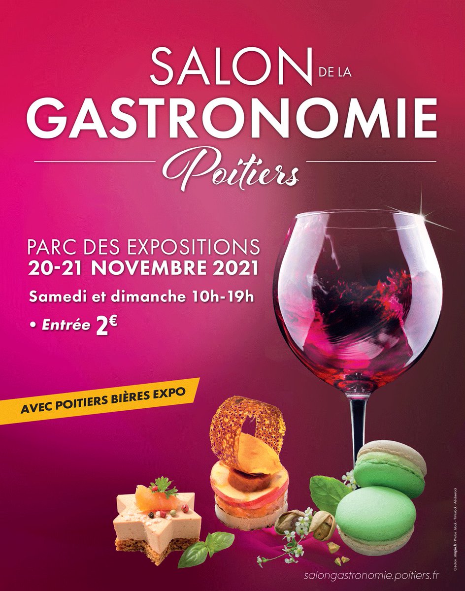 Gourmands, gourmandes, rendez-vous les 20 et 21 novembre au Parc expositions pour le Salon de la Gastronomie de Poitiers 👨‍🍳🍮😄! Plus de 80 producteurs, viticulteurs et brasseurs de la Région. ➡️grandpoitiers-evenements.com/salon-de-la-ga… L'abus d'alcool dangereux pour la santé