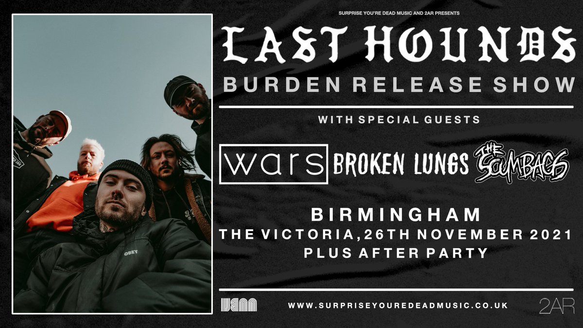 brokenlungsuk's tweet photo. Tickets for our show next Friday supporting our good friends @lasthounds (with @weareallwars &amp; @scumbagsuk) are running VERY LOW!

Basically, it's gonna sell out and you wont want to miss this show, so don't hang around and BOOK NOW!

🎟 https://t.co/yQDKBGPOn2 https://t.co/enjCJvUPmL
