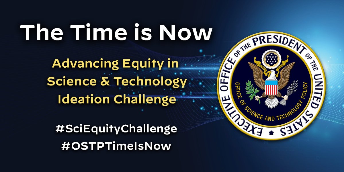 doescience's tweet photo. How can we guarantee all Americans can fully participate in &amp; contribute to science and tech? Tell us what you think through The Time is Now: Advancing Equity in Science &amp; Technology Ideation Challenge @ChallengeGov. #SciEquityChallenge #OSTPTimeisNow https://t.co/BFsjT58Mai https://t.co/aYOrhiR8AK