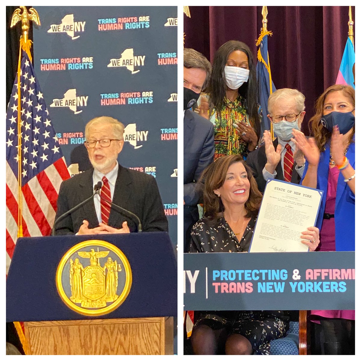 DickGottfried's tweet photo. Today @GovKathyHochul signed the #STARTAct into law! Sponsored by Senator @jessicaramos and me, it will protect survivors of human trafficking and help then get a fresh start in life! https://t.co/5ztQmHpjrw