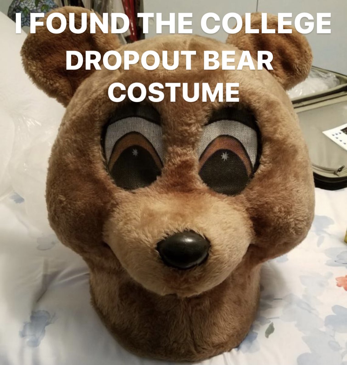 fakeshoredrive's tweet photo. I located Kanye West's College Dropout Bear costume. The good news? It's for sale. But it will cost you $1M. 

We chat w/ its owner Eric Arginsky to hear the story of of Kanye's scrapped stuffed animal line &amp; where the costume has been hiding for 18 years

https://t.co/jCLstn8Ka2 https://t.co/MWlAWMFZJU