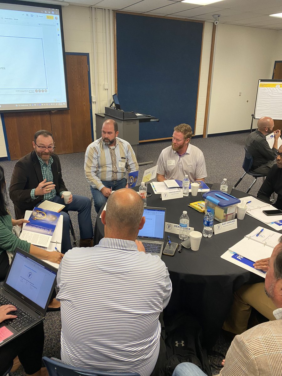Doctor_J_'s tweet photo. Teams grouped together to discuss definitions of key terms in their vision, mission, and belief statements @FrenshipISD @engage_learning #engagelearning @ShannonKBuerk @mitziclarkrich https://t.co/fpge6527tO