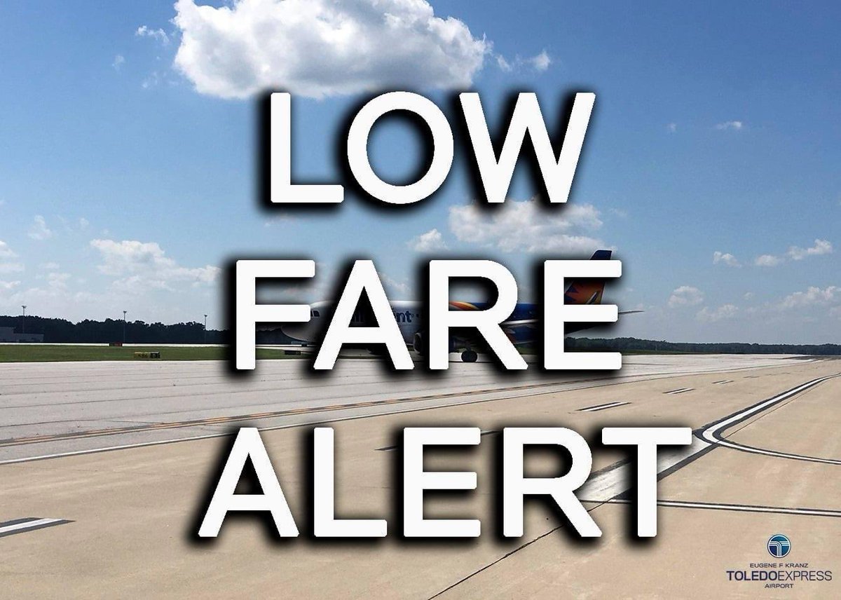 TOLAirport's tweet photo. LOW FARE ALERT: Fly to Florida from #EFKToledoExpress on Allegiant for as low as $38* one-way!
Restrictions apply. Please visit the website below for details. https://t.co/1Rvqhbvfjk
Must be purchased by November 17, 2021.
#CheckTOL #SunSeekers https://t.co/UBu5iitqfX