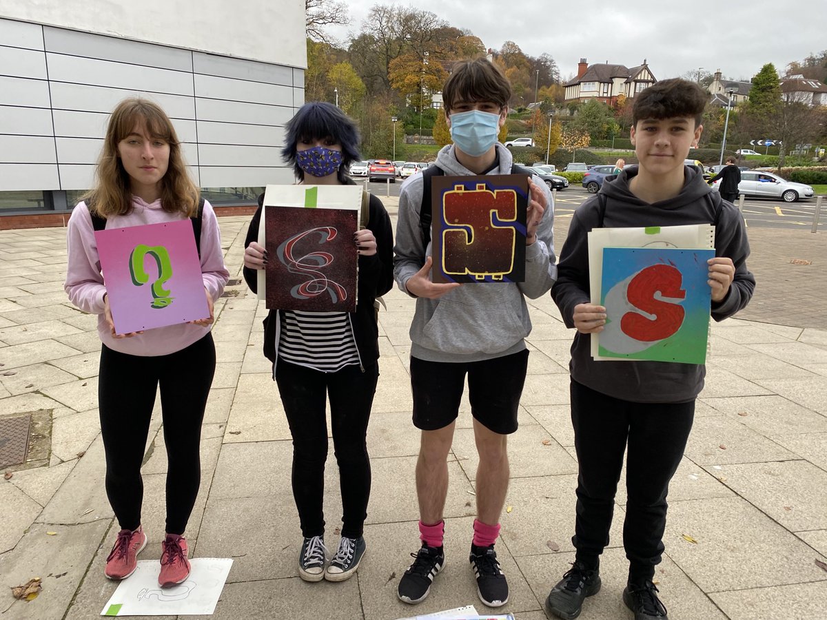 First session of graffiti workshop at Dunblane Centre completed by some of our S5 pupils. Didn’t they do well! Looking forward to seeing the graffiti walls in the new year! #celebrating success