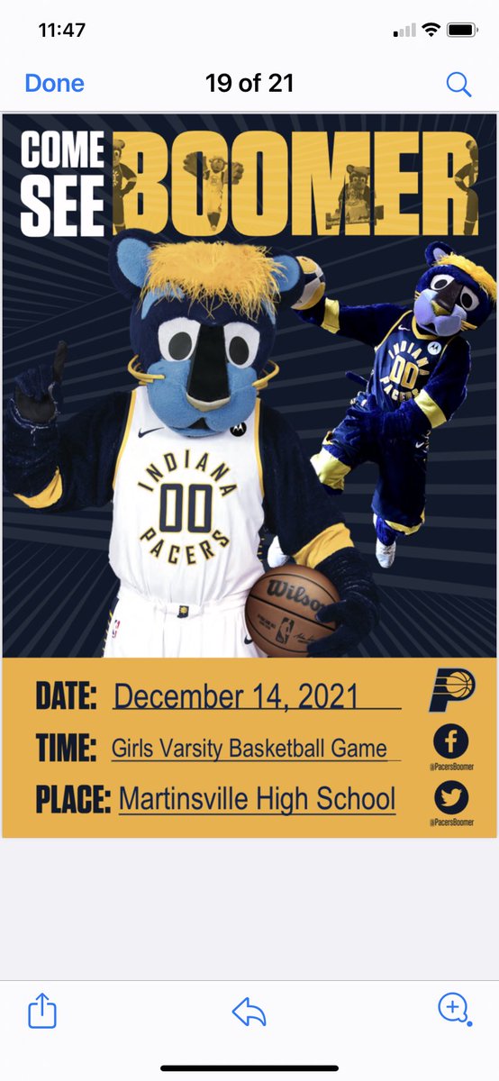 SAVE THE DATE!!! 
Indianapolis Pacers Mascot 
BOOMER will be in attendance on Dec.14, 2021 at the Lady Artesian Varsity Basketball game. Varsity tip off at 7:30 pm vs. Center Grove. All Lil Lady Artesian Youth players receive free admission with wearing their game shirt.